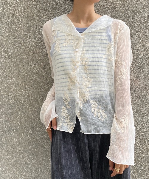 LYORI（リオリ）の「楊柳シアーカーディガン（カーディガン/ボレロ・レディース・ブラック/アイボリー・FREE）」の15枚目の写真