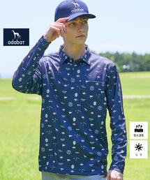 adabat（アダバット）の「【ADABAT NAVY】UVケア 吸水速乾 フィルサーモモノグラム柄長袖ポロシャツ（ポロシャツ）」