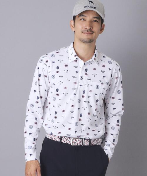 adabat(アダバット)の「【ADABAT NAVY】UVケア/吸水速乾 フィルサーモモノグラム柄長袖ポロシャツ(ポロシャツ・メンズ・ブラウン系その他2/ブルー系その他2/ホワイト系1・46/48/50/52)」の4枚目の写真