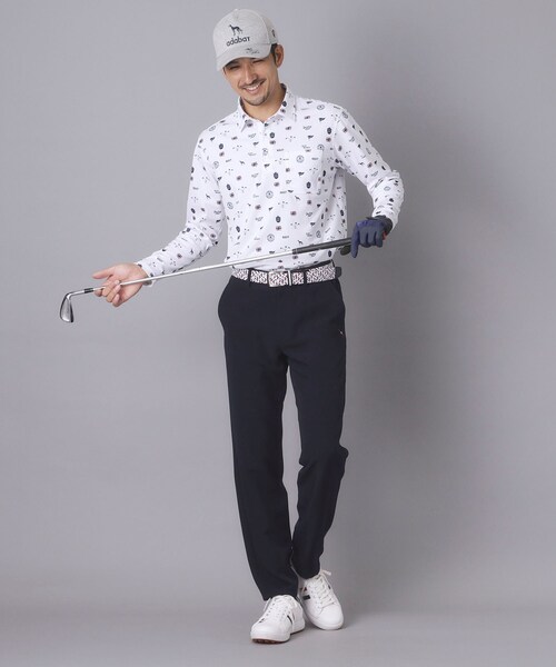 adabat(アダバット)の「【ADABAT NAVY】UVケア/吸水速乾 フィルサーモモノグラム柄長袖ポロシャツ(ポロシャツ・メンズ・ブラウン系その他2/ブルー系その他2/ホワイト系1・46/48/50/52)」の7枚目の写真