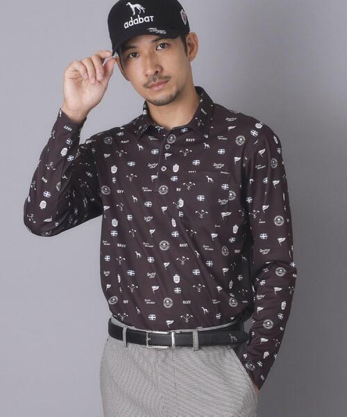 adabat(アダバット)の「【ADABAT NAVY】UVケア/吸水速乾 フィルサーモモノグラム柄長袖ポロシャツ(ポロシャツ・メンズ・ブラウン系その他2/ブルー系その他2/ホワイト系1・46/48/50/52)」の9枚目の写真