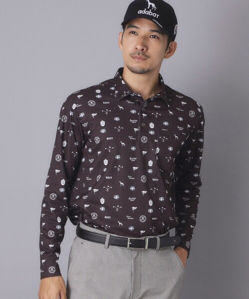 adabat(アダバット)の「【ADABAT NAVY】UVケア/吸水速乾 フィルサーモモノグラム柄長袖ポロシャツ(ポロシャツ・メンズ・ブラウン系その他2/ブルー系その他2/ホワイト系1・46/48/50/52)」の10枚目の写真