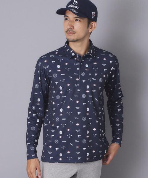 adabat(アダバット)の「【ADABAT NAVY】UVケア/吸水速乾 フィルサーモモノグラム柄長袖ポロシャツ(ポロシャツ・メンズ・ブラウン系その他2/ブルー系その他2/ホワイト系1・46/48/50/52)」の14枚目の写真