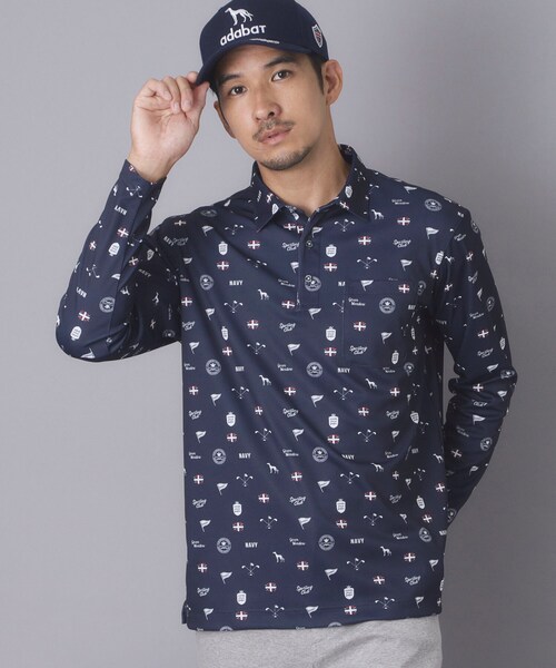 adabat(アダバット)の「【ADABAT NAVY】UVケア/吸水速乾 フィルサーモモノグラム柄長袖ポロシャツ(ポロシャツ・メンズ・ブラウン系その他2/ブルー系その他2/ホワイト系1・46/48/50/52)」の15枚目の写真