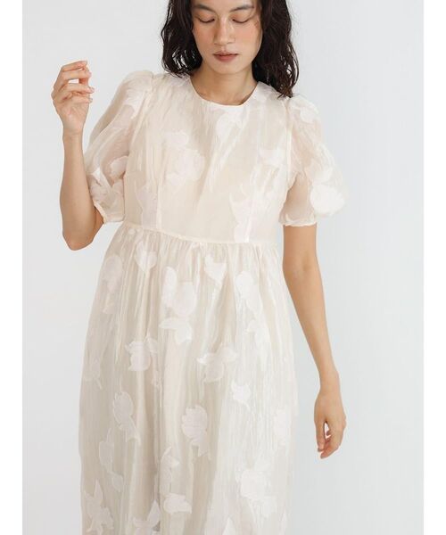 FIKA.(フィーカ)の「Flower jacquard sheer onepiece(ワンピース・レディース・アイボリー/ダークネイビー・MEDIUM)」の20枚目の写真