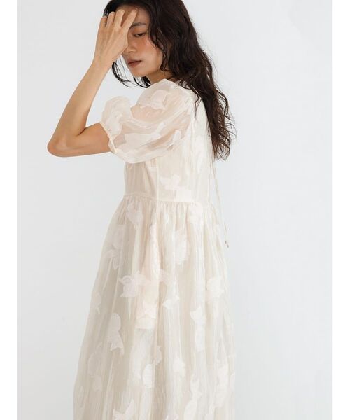FIKA.(フィーカ)の「Flower jacquard sheer onepiece(ワンピース・レディース・アイボリー/ダークネイビー・MEDIUM)」の21枚目の写真