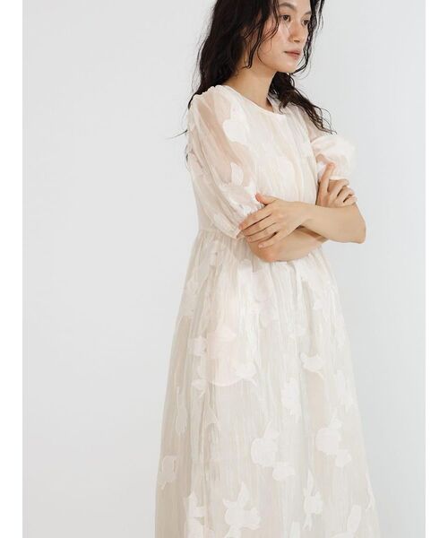 FIKA.(フィーカ)の「Flower jacquard sheer onepiece(ワンピース・レディース・アイボリー/ダークネイビー・MEDIUM)」の22枚目の写真