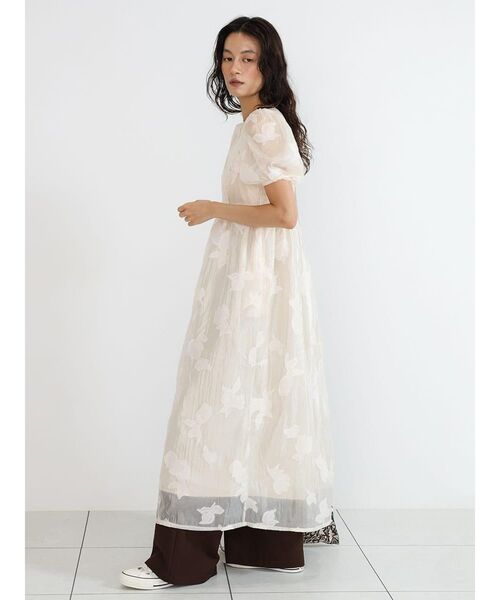 FIKA.(フィーカ)の「Flower jacquard sheer onepiece(ワンピース・レディース・アイボリー/ダークネイビー・MEDIUM)」の19枚目の写真