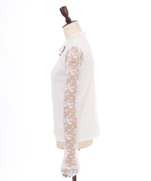 axes femme POETIQUE（アクシーズファムポエティック）の「ローズ×リボン装飾インナー（Tシャツ/カットソー・レディース・ホワイト/ブラック・MEDIUM）」の15枚目の写真