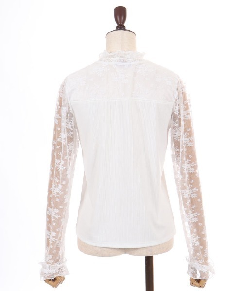 axes femme POETIQUE（アクシーズファムポエティック）の「ローズ×リボン装飾インナー（Tシャツ/カットソー・レディース・ホワイト/ブラック・MEDIUM）」の16枚目の写真