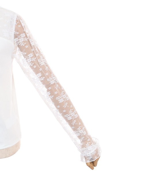 axes femme POETIQUE（アクシーズファムポエティック）の「ローズ×リボン装飾インナー（Tシャツ/カットソー・レディース・ホワイト/ブラック・MEDIUM）」の21枚目の写真
