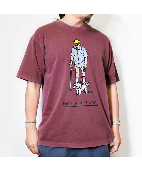 BROTHER MERLE（ブラザー マール）の「RSC×BROTHER MERLE / ノーパン犬の散歩 T-SHIRT(M4)（Tシャツ/カットソー・メンズ・ワインレッド/チャコールグレー・MEDIUM/X-LARGE/LARGE）」の5枚目の写真