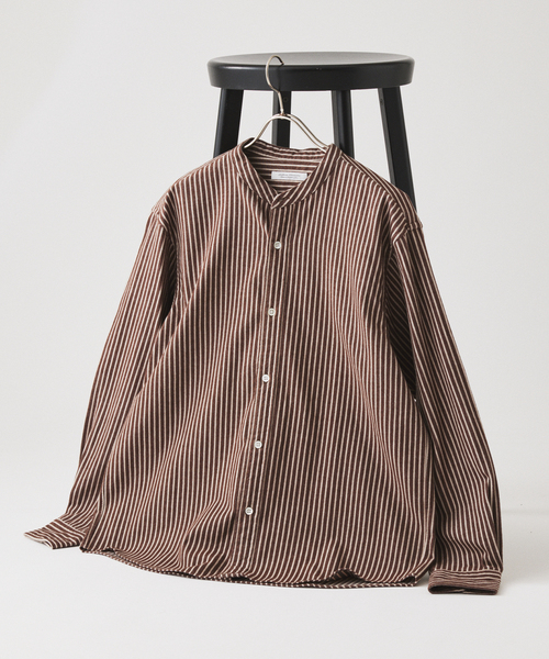 JOURNAL STANDARD(ジャーナルスタンダード)の「パターン ストライプ フランネル バンド シャツ(シャツ/ブラウス・メンズ・ホワイト/パープル/ブラウン/グレー/グリーン・SMALL/MEDIUM/LARGE)」の3枚目の写真
