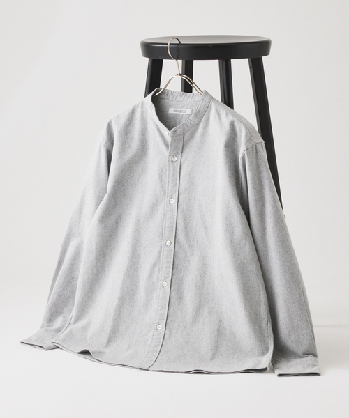 JOURNAL STANDARD(ジャーナルスタンダード)の「パターン ストライプ フランネル バンド シャツ(シャツ/ブラウス・メンズ・ホワイト/パープル/ブラウン/グレー/グリーン・SMALL/MEDIUM/LARGE)」の1枚目の写真