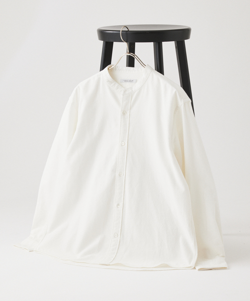 JOURNAL STANDARD(ジャーナルスタンダード)の「パターン ストライプ フランネル バンド シャツ(シャツ/ブラウス・メンズ・ホワイト/パープル/ブラウン/グレー/グリーン・SMALL/MEDIUM/LARGE)」の2枚目の写真