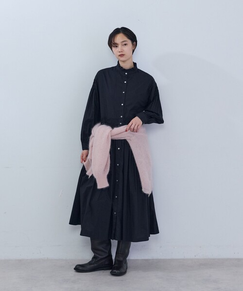 ADIEU TRISTESSE(アデュートリステス)の「インドコットンポプリンワンピース(シャツワンピース・レディース・ブラック/アイボリー・38)」の1枚目の写真