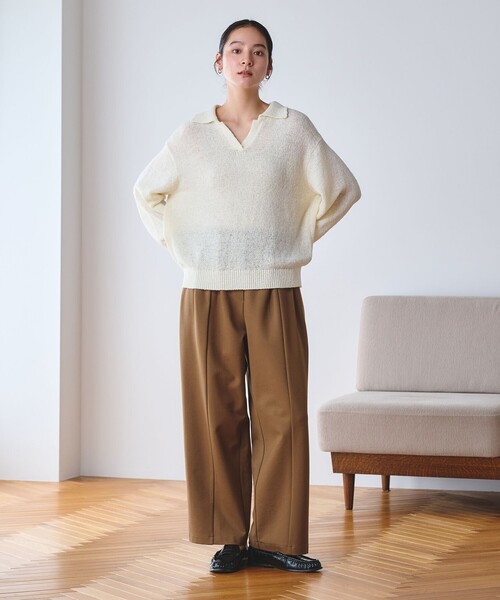 BEAUTY&YOUTH UNITED ARROWS（ビューティーアンドユースユナイテッドアローズ）の「テープヤーン スキッパー ニットプルオーバー ウォッシャブル（ニット/セーター・レディース・オフホワイト/ピンク/ブラック・FREE）」の11枚目の写真