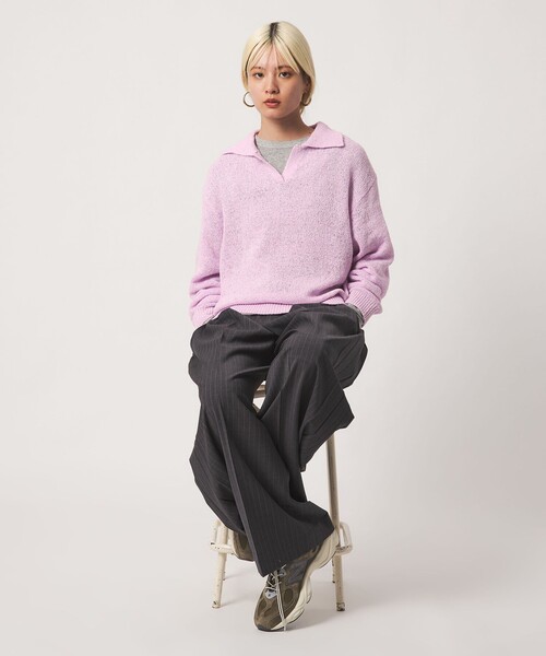 BEAUTY&YOUTH UNITED ARROWS（ビューティーアンドユースユナイテッドアローズ）の「テープヤーン スキッパー ニットプルオーバー ウォッシャブル（ニット/セーター・レディース・オフホワイト/ピンク/ブラック・FREE）」の14枚目の写真