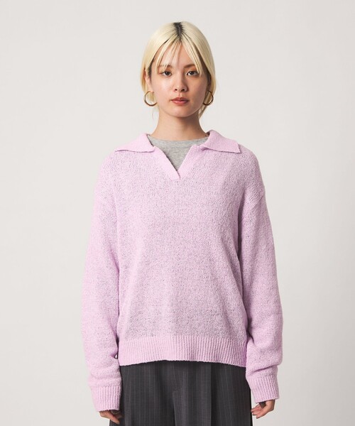 BEAUTY&YOUTH UNITED ARROWS（ビューティーアンドユースユナイテッドアローズ）の「テープヤーン スキッパー ニットプルオーバー ウォッシャブル（ニット/セーター・レディース・オフホワイト/ピンク/ブラック・FREE）」の16枚目の写真