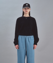 HAIRY BASIC KNIT TOP - BLACK