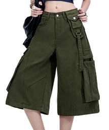 アシンメトリーデザインミリタリー風ハーフパンツ