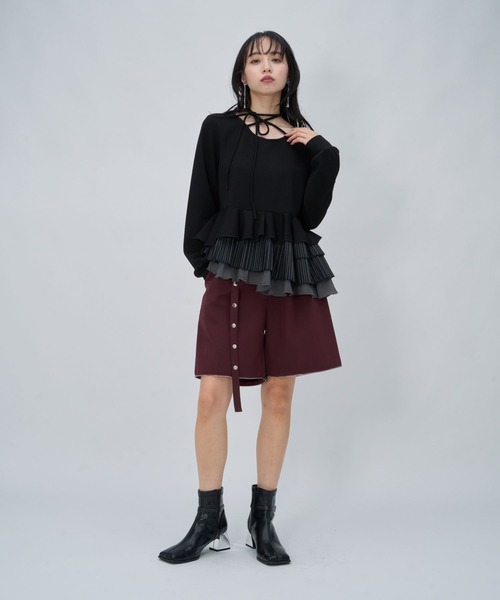 HARE(ハレ)の「フリルレイヤーカットソー(HARE)(Tシャツ/カットソー・レディース・ブラック/アイボリー・FREE)」の6枚目の写真