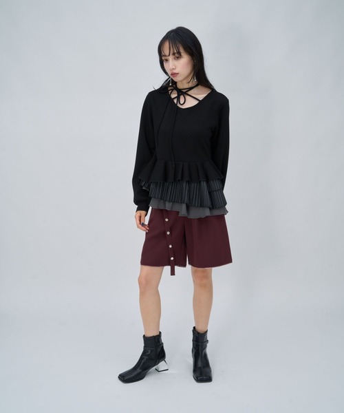HARE(ハレ)の「フリルレイヤーカットソー(HARE)(Tシャツ/カットソー・レディース・ブラック/アイボリー・FREE)」の9枚目の写真