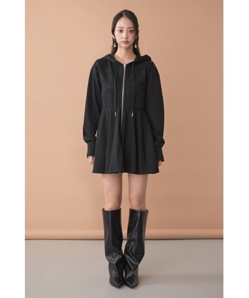 rienda（リエンダ）の「フーディーミニカットワンピース　秋服（ワンピース・レディース・ブラック/アイボリー/ライトブラウン・SMALL/MEDIUM）」の10枚目の写真