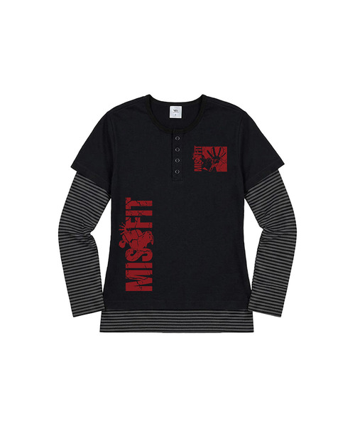 VENHIT(ベンヒット)の「MISSFIT ストライプレイヤード スリムフィットスリーブ(Tシャツ/カットソー・レディース・スカイブルー/ブラック/バーガンディー・FREE)」の1枚目の写真