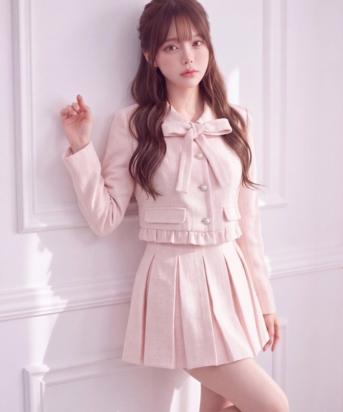 Suyunn(スユン)の「美脚見えラメツイードプリーツスカート(スカート・レディース・ピンク/ブラック・M)」の9枚目の写真