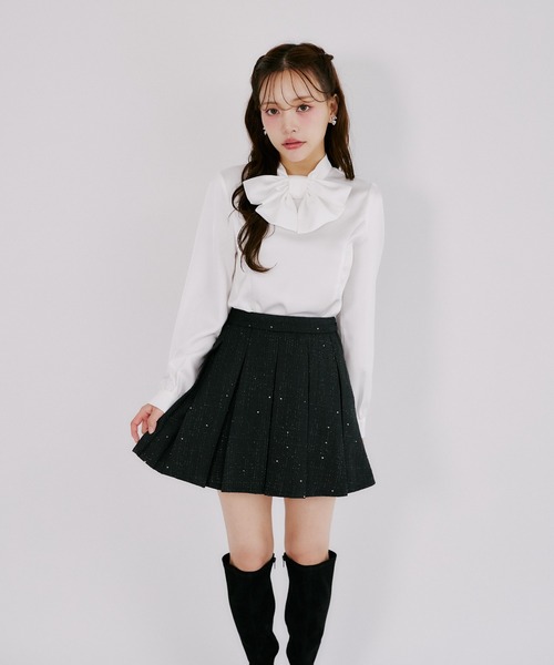 Suyunn(スユン)の「美脚見えラメツイードプリーツスカート(スカート・レディース・ピンク/ブラック・M)」の22枚目の写真