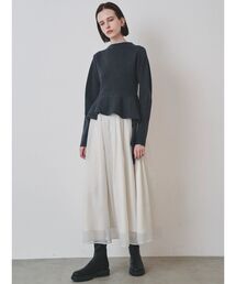 ドレープペプラムドッキングワンピース