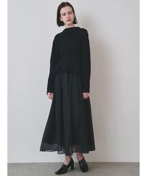 ドレープペプラムドッキングワンピース