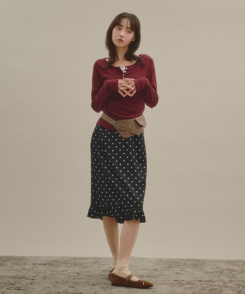 apres jour mignon（アプレジュールミニョン）の「ドットミディアムスカート（スカート・レディース・ブラック/オフホワイト・LARGE/フリー）」の12枚目の写真