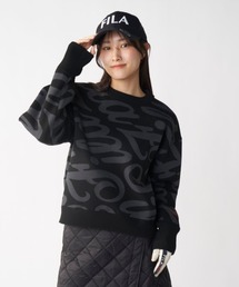 【FILA GOLF/フィラゴルフ】レディース総柄ロゴクルーネックセーター　ゴルフ