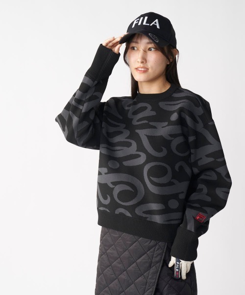 FILA GOLF（フィラゴルフ ）の「【FILA GOLF/フィラゴルフ】レディース総柄ロゴクルーネックセーター　ゴルフ（ニット/セーター・レディース・ブラック/グレー・LARGE/X-LARGE/MEDIUM）」の18枚目の写真