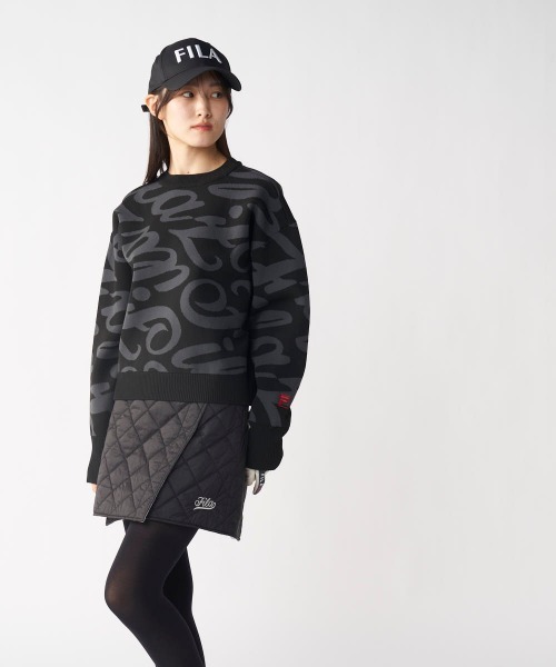FILA GOLF（フィラゴルフ ）の「【FILA GOLF/フィラゴルフ】レディース総柄ロゴクルーネックセーター　ゴルフ（ニット/セーター・レディース・ブラック/グレー・LARGE/X-LARGE/MEDIUM）」の17枚目の写真