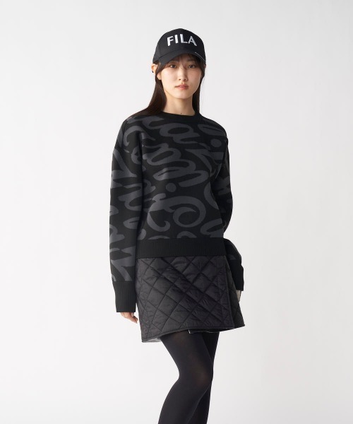 FILA GOLF（フィラゴルフ ）の「【FILA GOLF/フィラゴルフ】レディース総柄ロゴクルーネックセーター　ゴルフ（ニット/セーター・レディース・ブラック/グレー・LARGE/X-LARGE/MEDIUM）」の16枚目の写真