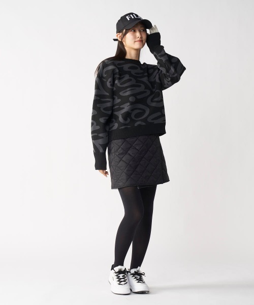 FILA GOLF（フィラゴルフ ）の「【FILA GOLF/フィラゴルフ】レディース総柄ロゴクルーネックセーター　ゴルフ（ニット/セーター・レディース・ブラック/グレー・LARGE/X-LARGE/MEDIUM）」の14枚目の写真