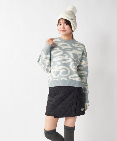 FILA GOLF（フィラゴルフ ）の「【FILA GOLF/フィラゴルフ】レディース総柄ロゴクルーネックセーター　ゴルフ（ニット/セーター・レディース・ブラック/グレー・LARGE/X-LARGE/MEDIUM）」の7枚目の写真