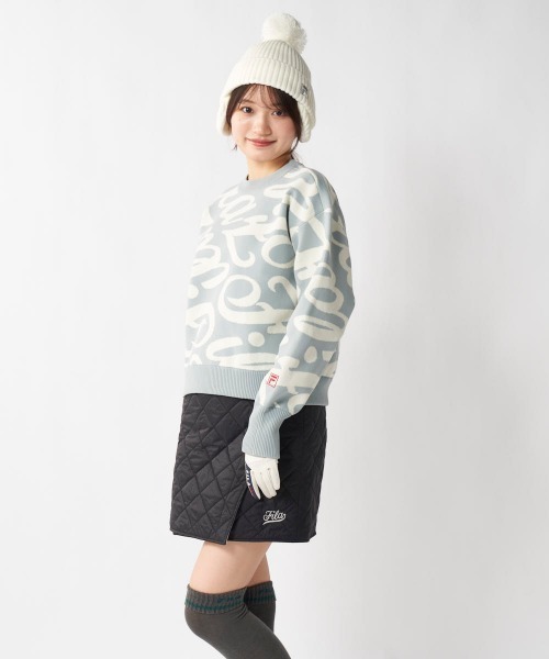 FILA GOLF（フィラゴルフ ）の「【FILA GOLF/フィラゴルフ】レディース総柄ロゴクルーネックセーター　ゴルフ（ニット/セーター・レディース・ブラック/グレー・LARGE/X-LARGE/MEDIUM）」の6枚目の写真