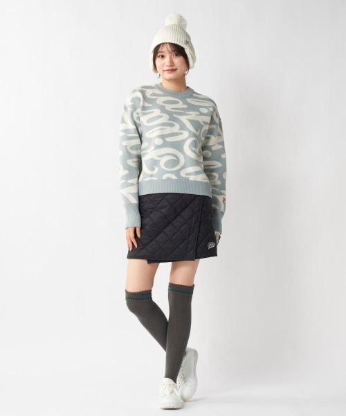 FILA GOLF（フィラゴルフ ）の「【FILA GOLF/フィラゴルフ】レディース総柄ロゴクルーネックセーター　ゴルフ（ニット/セーター・レディース・ブラック/グレー・LARGE/X-LARGE/MEDIUM）」の5枚目の写真