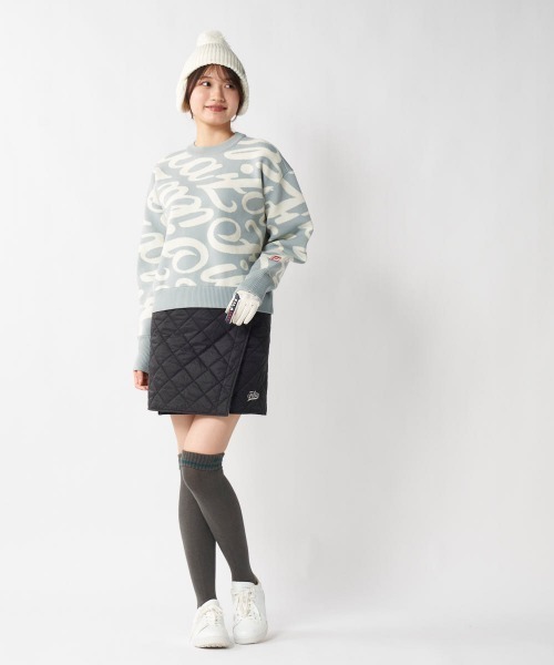FILA GOLF（フィラゴルフ ）の「【FILA GOLF/フィラゴルフ】レディース総柄ロゴクルーネックセーター　ゴルフ（ニット/セーター・レディース・ブラック/グレー・LARGE/X-LARGE/MEDIUM）」の4枚目の写真