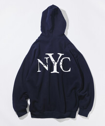 NAUTICA/ノーティカ リラックスフィット NYCロゴ ジップアップ フーディー