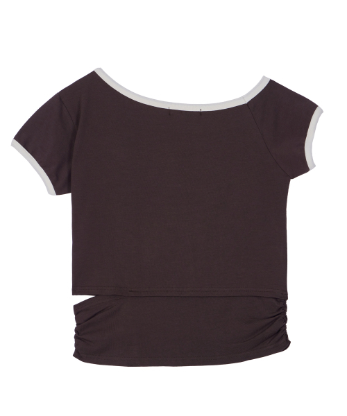 DYSFUNCT（ディスファンクト）の「BUTTON SLIT DETAIL LITTLE WINGS T-SHIRT(BROWN)（Tシャツ/カットソー・レディース・その他・MEDIUM）」の5枚目の写真