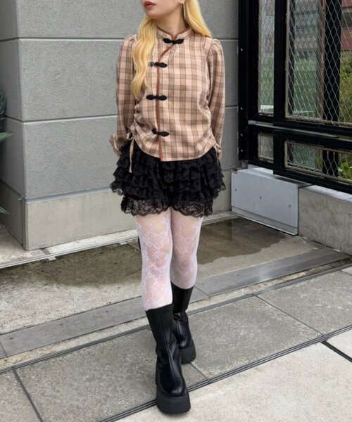 continuer de NICE CLAUP(コンティニューデナイスクラップ)の「ドロストチャイナブラウス(シャツ/ブラウス・レディース・ブラウン系その他2/ブラック/イエロー系その他・FREE)」の20枚目の写真