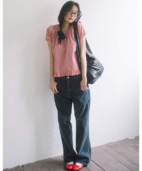 HAVISM（ヘビズム）の「CHECK HENLEY NECK BLOUSE(RED)（シャツ/ブラウス・レディース・その他・FREE）」の4枚目の写真