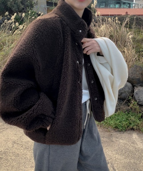 FAVORITO(ファヴォリート)の「スタンドカラーシングルブレストフリースジャケット(その他アウター・レディース・ブラウン/ベージュ・F)」の5枚目の写真