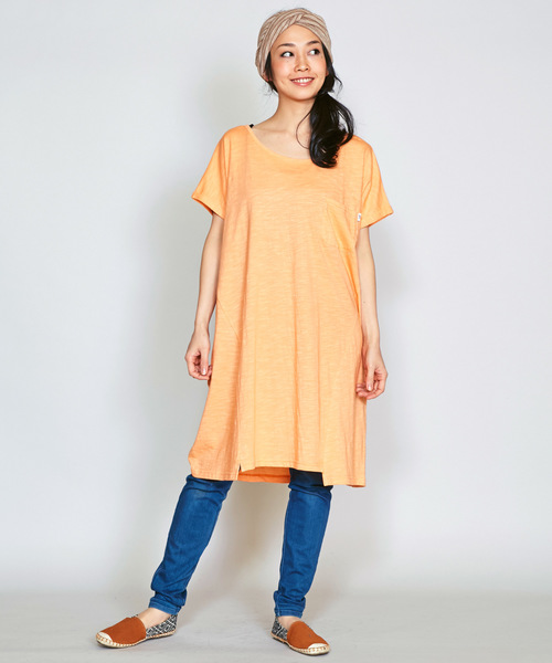 チャイハネ（チャイハネ）の「【チャイハネ】yul スラブコットンワンピース / ビッグシルエットTシャツ（ワンピース・レディース・ホワイト/ブラック/カーキ/ブルー/オレンジ/ターコイズブルー/ネイビー/ライム/レッド・FREE）」の9枚目の写真