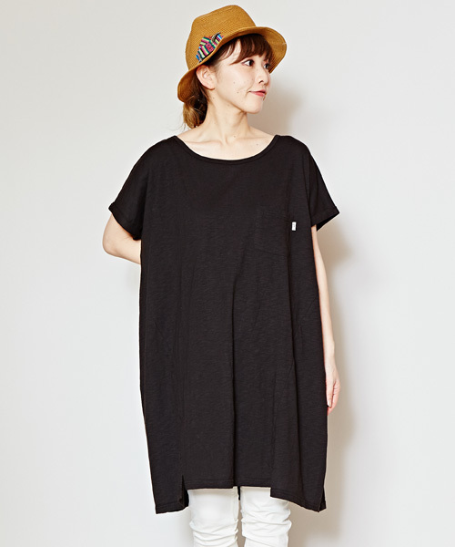 チャイハネ（チャイハネ）の「【チャイハネ】yul スラブコットンワンピース / ビッグシルエットTシャツ（ワンピース・レディース・ホワイト/ブラック/カーキ/ブルー/オレンジ/ターコイズブルー/ネイビー/ライム/レッド・FREE）」の3枚目の写真